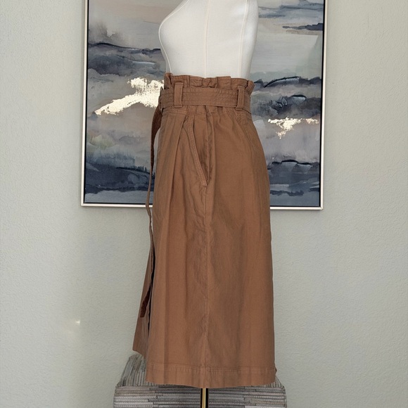 NWT Banana Republic Tan Belted Paper Bag Midi Skirt Size-6Tall - Picture 7 of 16